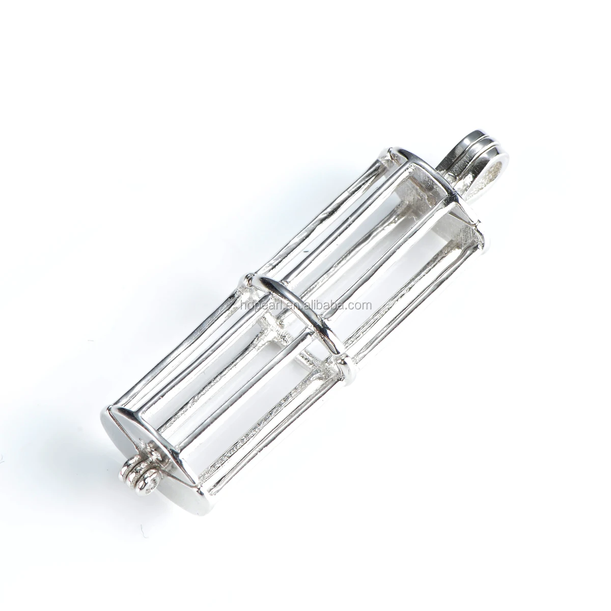 SSC39 Cylinder Cage Gift Pendant Love Wish Pearl 925 Sterling Silver Floating Pearl Cylindrical Cage Pendant