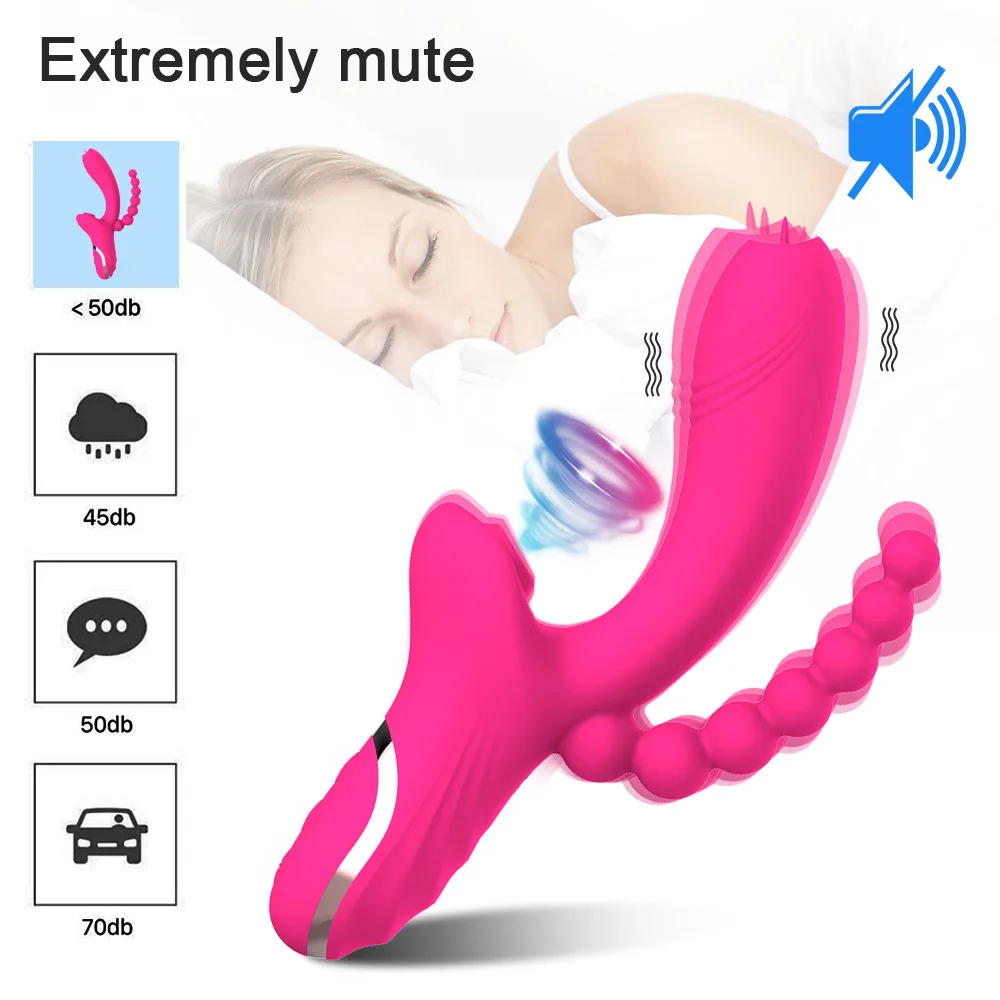 3 in 1 Clit Sucker Dildo Vibrators for Women Clitoris G Spot Tongue Licking Vacuum Stimulator Sex Toys Adult Goods for Female%
