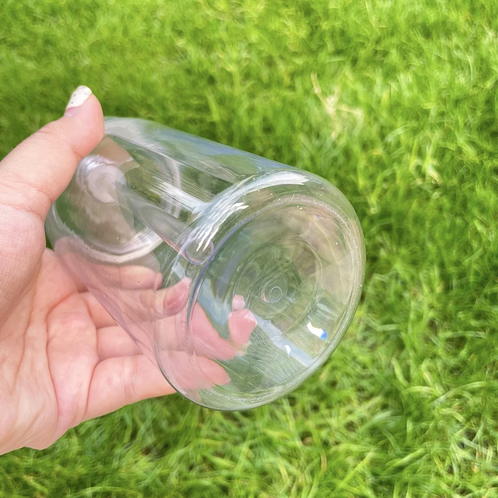 unbreakable Elegant Shaped Drinking Glasses 16oz acrylic plastic tumbler can with pp lids in stock
