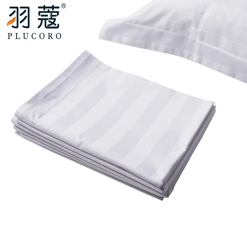 3cm Stripe Hotel Linen Set 100% Cotton 300T Hotel Bed Linen Sheets Stripes Wholesale