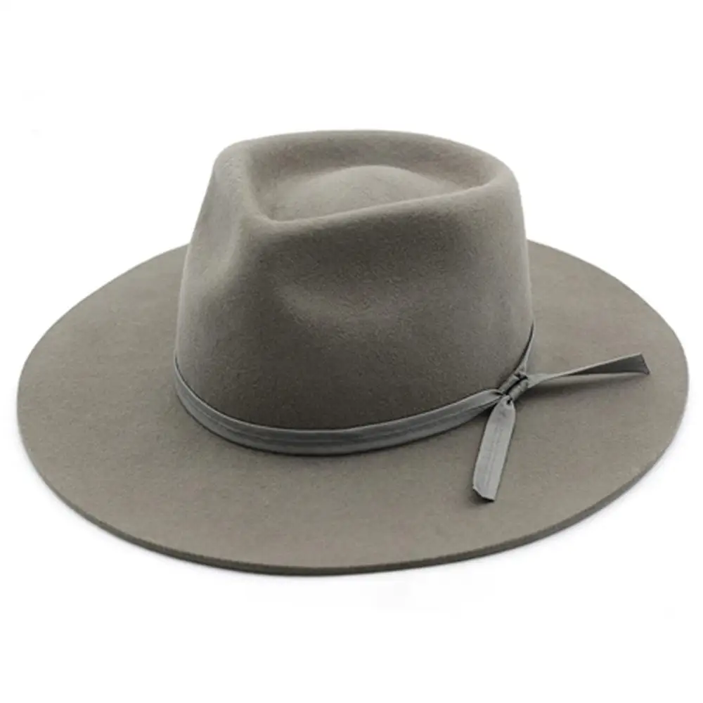  Unisex Panama Wide Brim Wool Felt Fedora with Belt Buckle Jazz Trilby Cap Party Formal Top