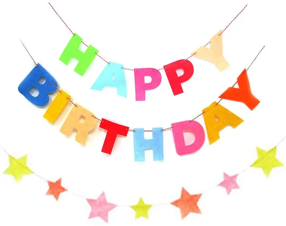 Happy Birthday Felt Banner felt hanging flags birthday banner