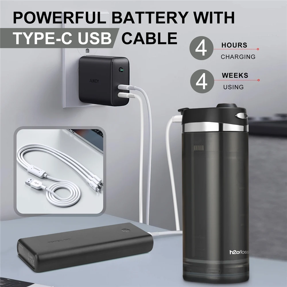 Oral Care Cordless 200ml Water Floss Dental Irrigator IPX7 Waterproof  Electric Mini Flosser