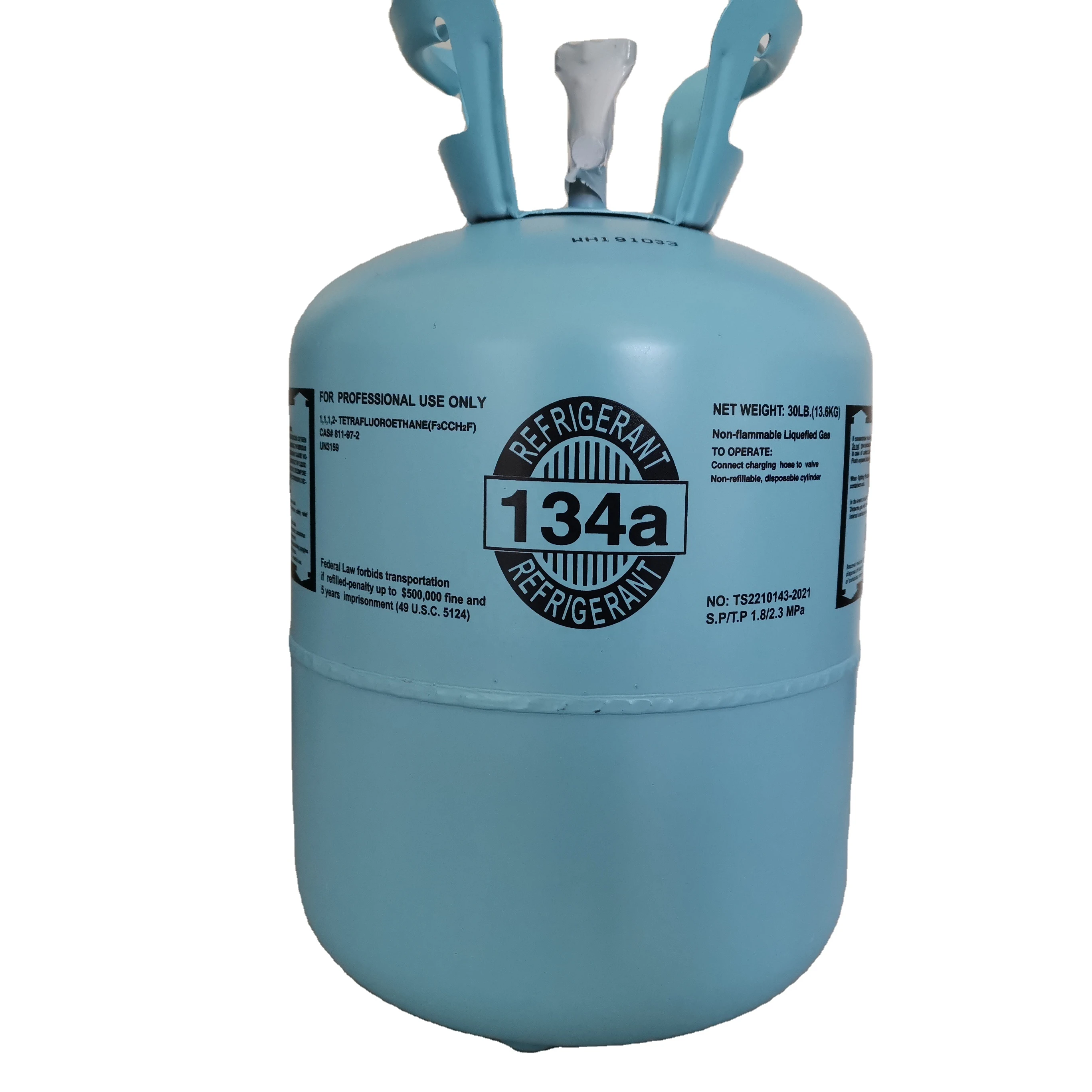 High Quality R134a 99.9% Purity 30lb Cylinder 13.6kg R134a Refrigerant Gas