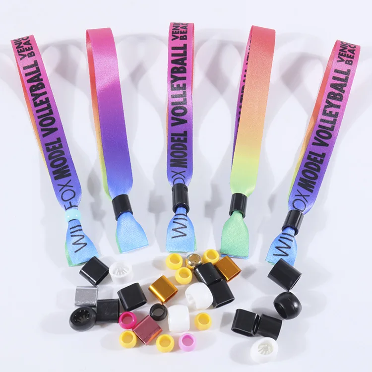 Custom Cheap Adjustable Party Festival Events Wristband Polyester Fabric Bracelets Logo Design Wristbands