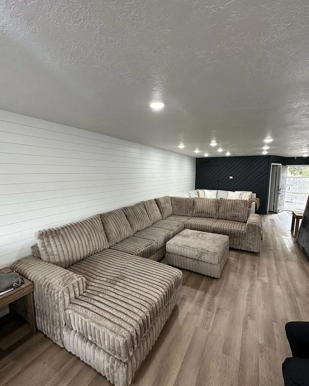 ATUNUS Thick Striped Corduroy Modular Sectional Sofa Couch Set Big Ted Daybed Villa Fabric For Living Room