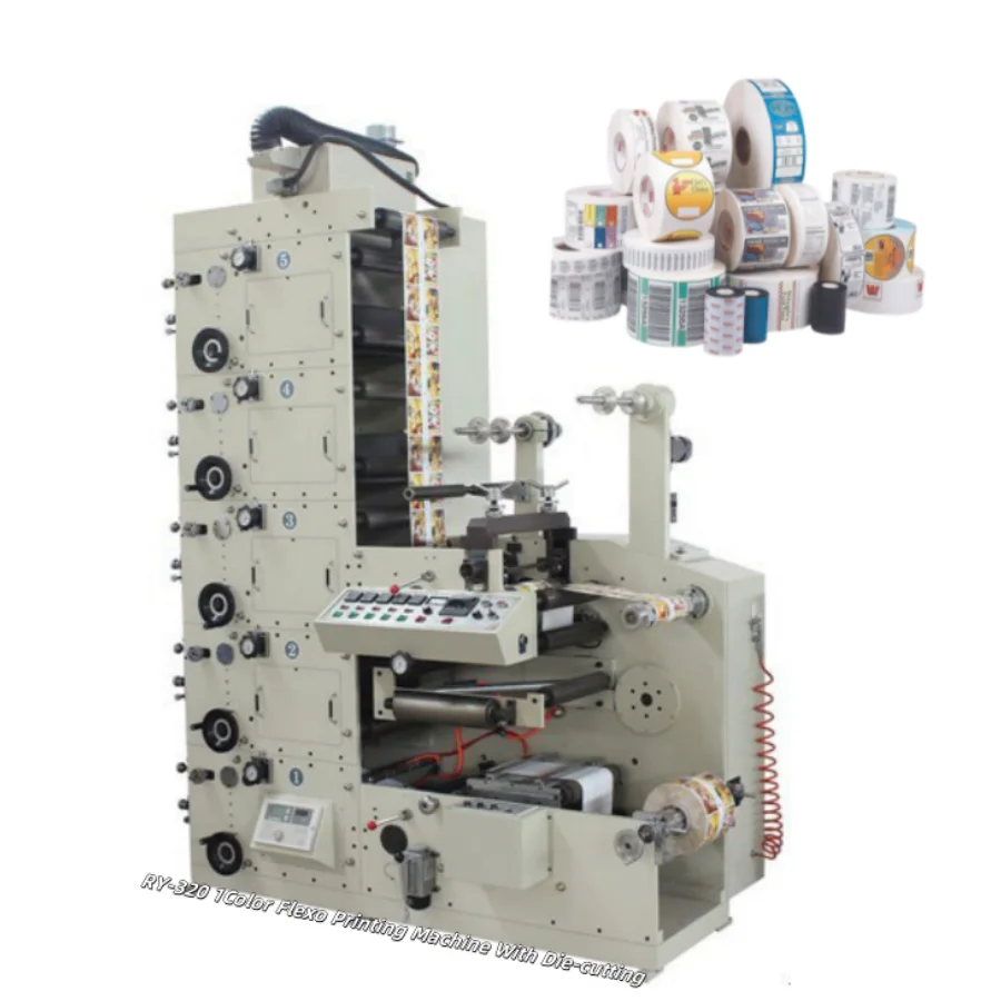 RY-320 1Color Printing speed 80-100m/min Flexo Printing Machine With Die-cutting