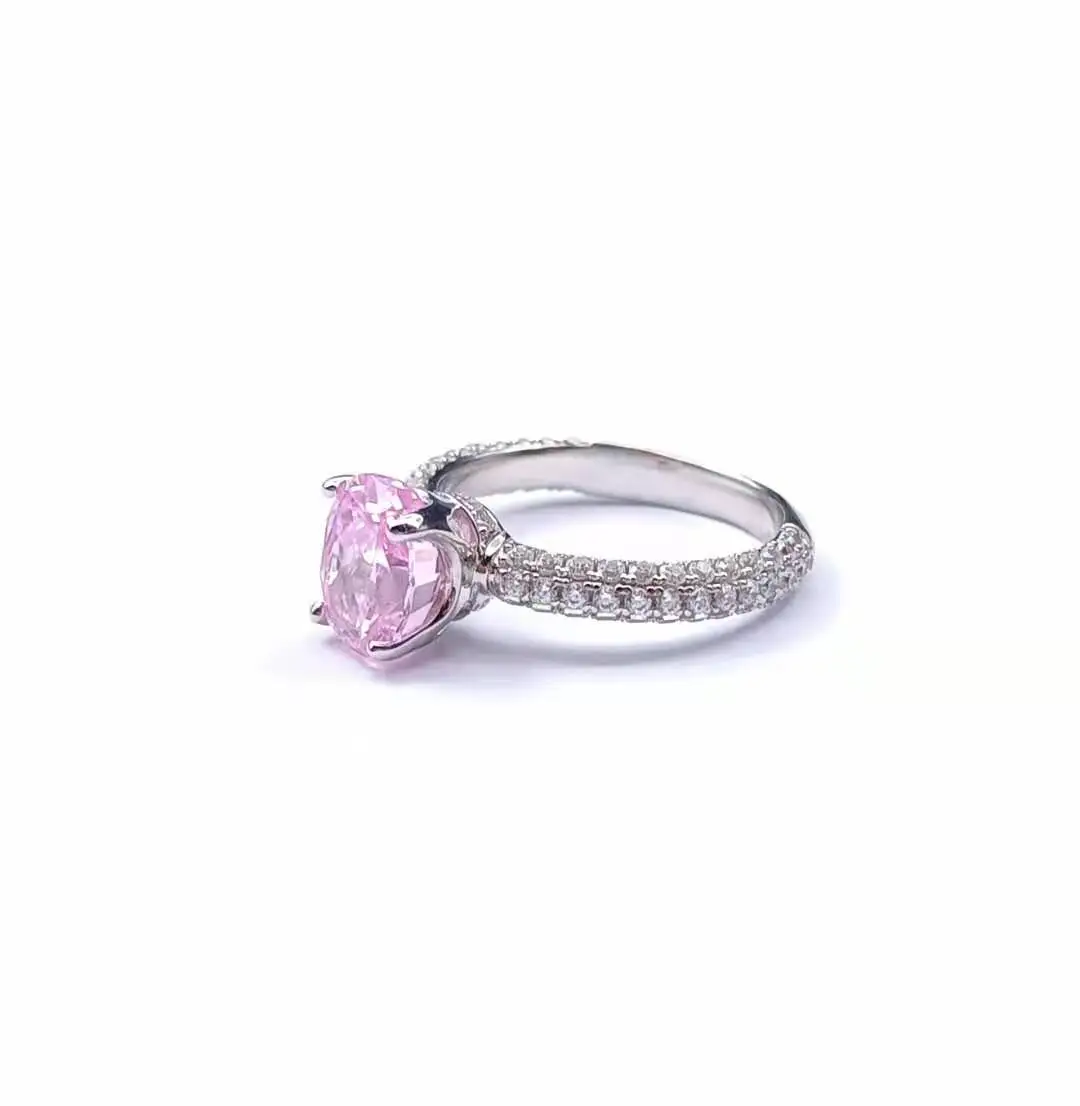 ZHF Jewelry Pink high carbon diamond ring Support drop shipping and trace the source of gems