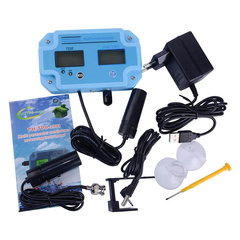 
PH-2983 Digital Water Quality Analyzer High Accuracy Online PH TDS Tester 3 in 1 PH TDS TEMP Meter Monitor 