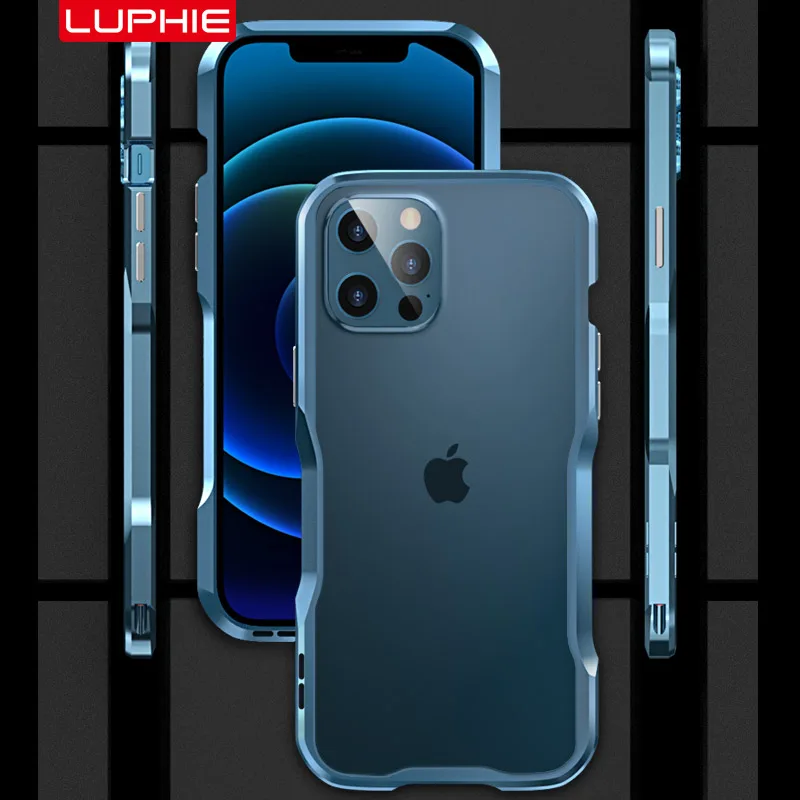 Металлический бампер Luphie для iPhone 14 13 12 Pro Max, защитный чехол с алюминиевой рамкой для iPhone 14 Plus / 13 12, мини-бампер