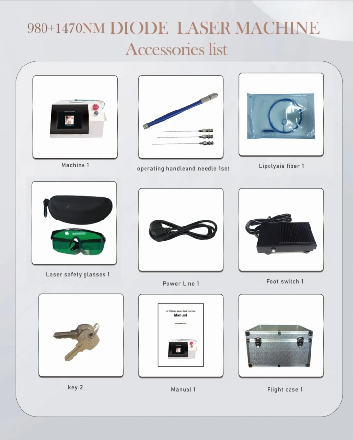 2023 Hot Sales Professional Vaser Liposuction Machine Lipo Laser 1470Nm Internal Spoke 980 Machine