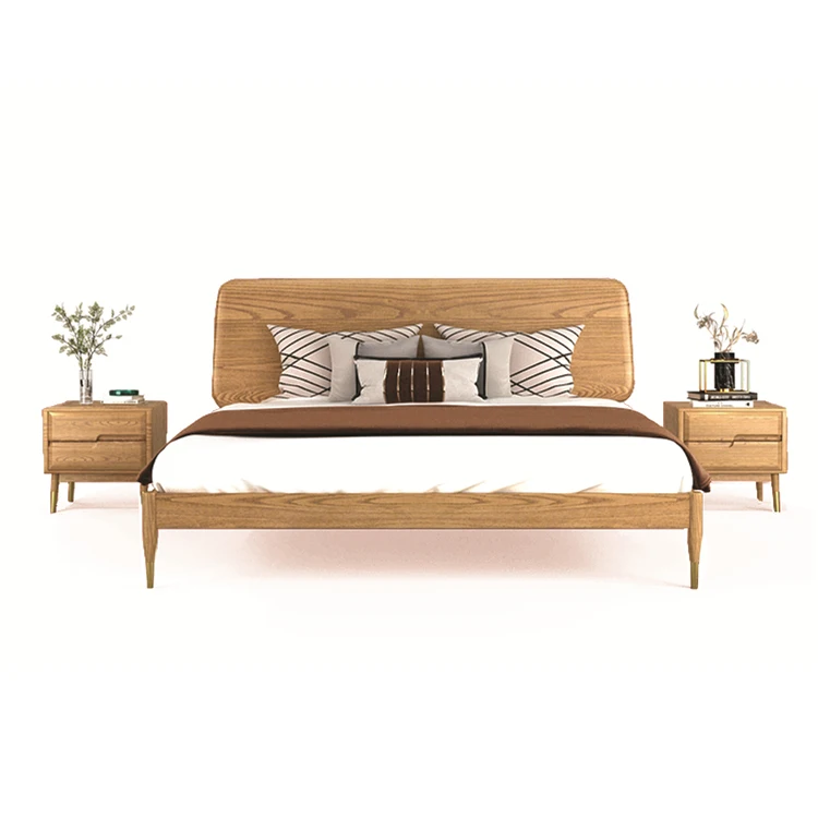 Minimalist home furniture master bed solid wood bed set
