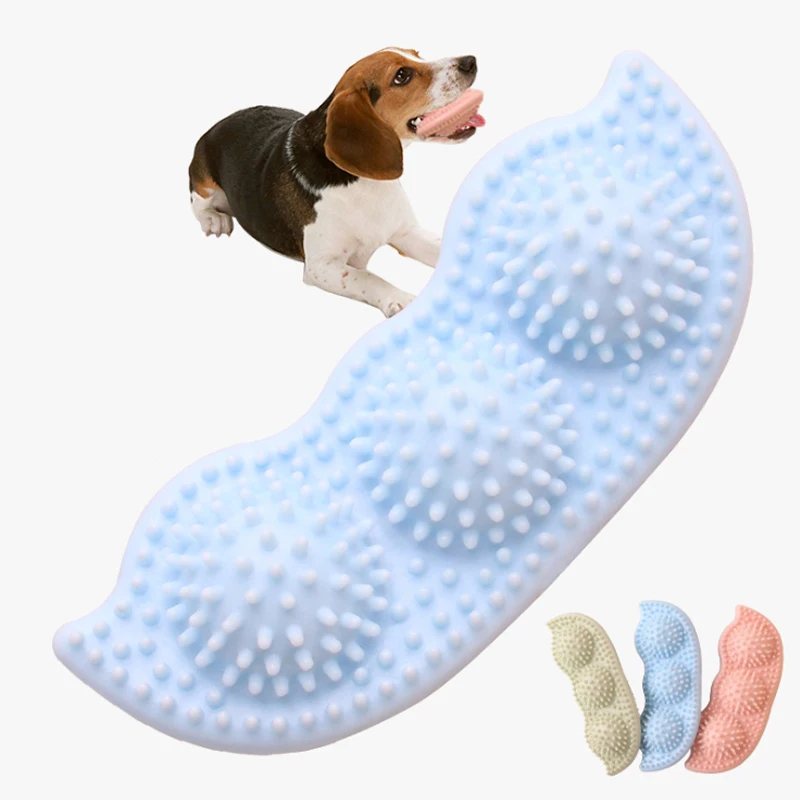 
Dog Chew Toys Puppies Teething Pea Shape Toy Bundle Toothbrush TPR Material Dog Toy 