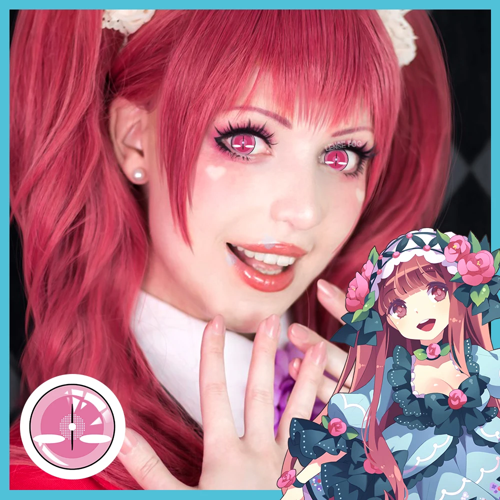 Yearly Use Crazy Halloween Anime Cosplay Lens Prescription Colored Contacts Lenses Pink Eyes Contacts Lens