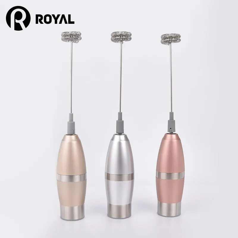 ABS Rose Gold Color Milk Stirrer with Heart Shape Stand Handheld Electric Milk Frother