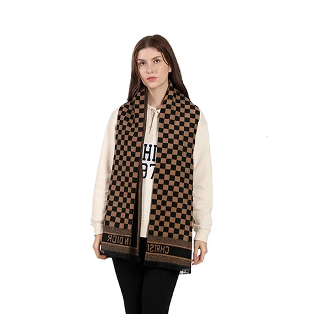 Customized Autumn Winter Checkerboard Scarf Squid Game Women Apparel Warm Windproof Classic Plaid Scarf