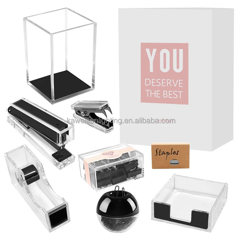Stationery factory modern unique design clear acrylic black metal pen holder for sale desk organizer for collecting pen pencils