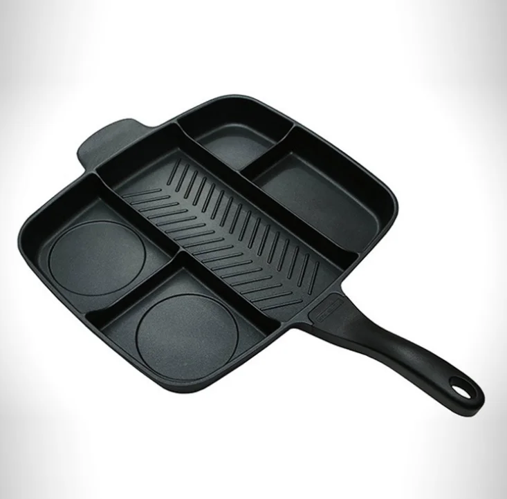 No-stick Aluminum magic frying pan multifunctional Divided 5 in 1 grill oven pan
