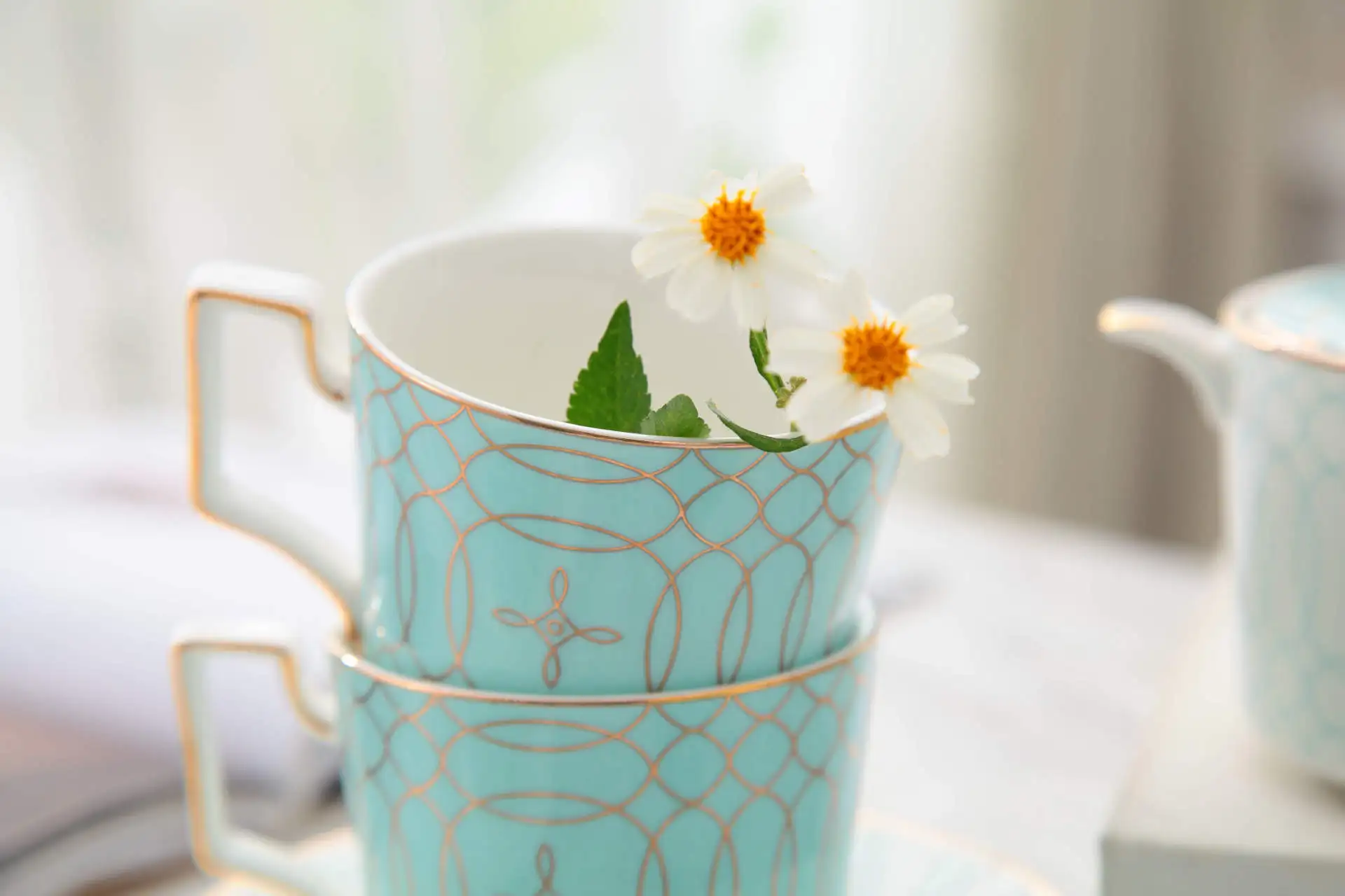 Wholesale New Bone China Coffee Set Hand Painting Porcelain Tea Set