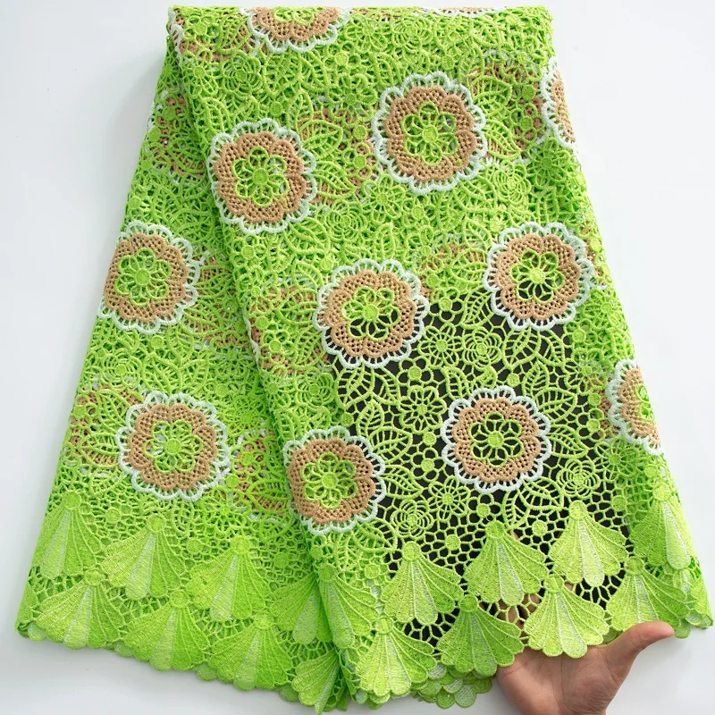 3689 Latest Nigerian Cord Guipure Lace Fabric 2024 High Quality 5 Yards Water Soluble Lace Fabric for Women Party Dress