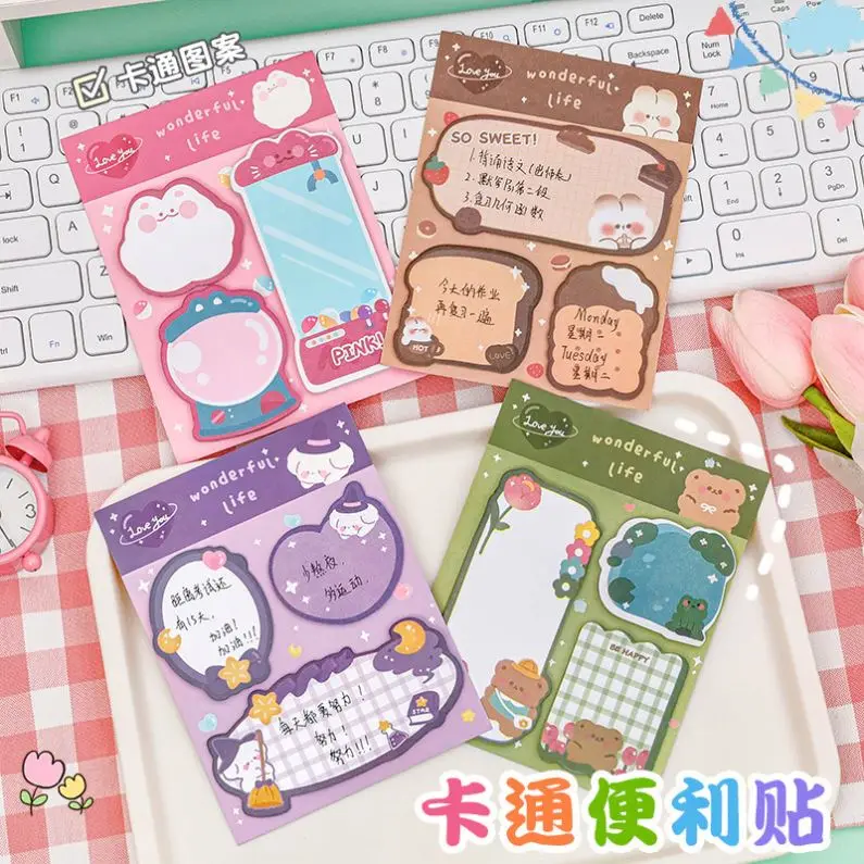 Hot Cute cartoon combination memo pad creative messages special shaped paper notes 60 pieces