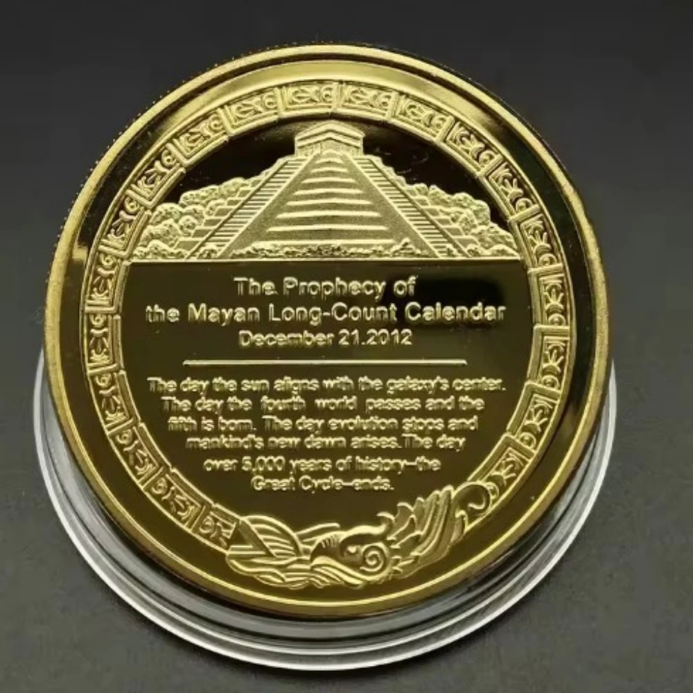 High Quality The Mayan Long-Count Calendar Dec.21 2012 Gold Planted Coin Commemorative Coins