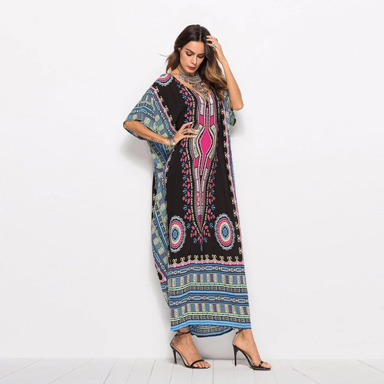 Лидер продаж, летнее женское длинное пляжное платье с принтом, повседневное модное платье макси