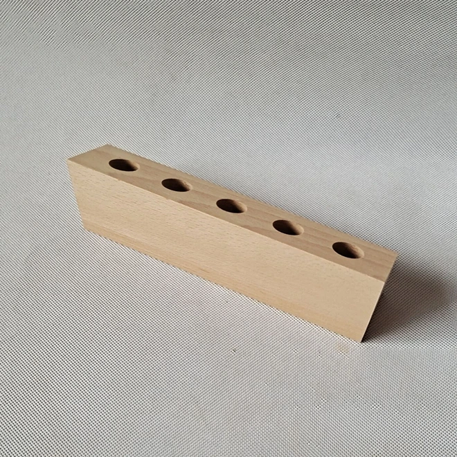 Desktop Wood Test Tube Holder 5 Holes Wooden Display Stand for Hydroponic Plant Propagation Station Water Plant Glass Vase Base