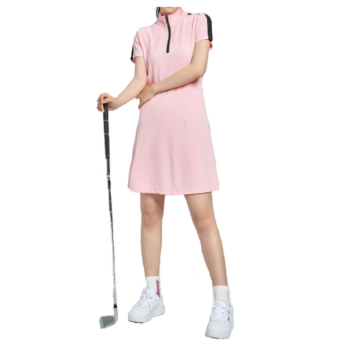 Custom padel clothes tennis wear for girls kids one piece tennis dress with zip collar fitting dresses for ladies
