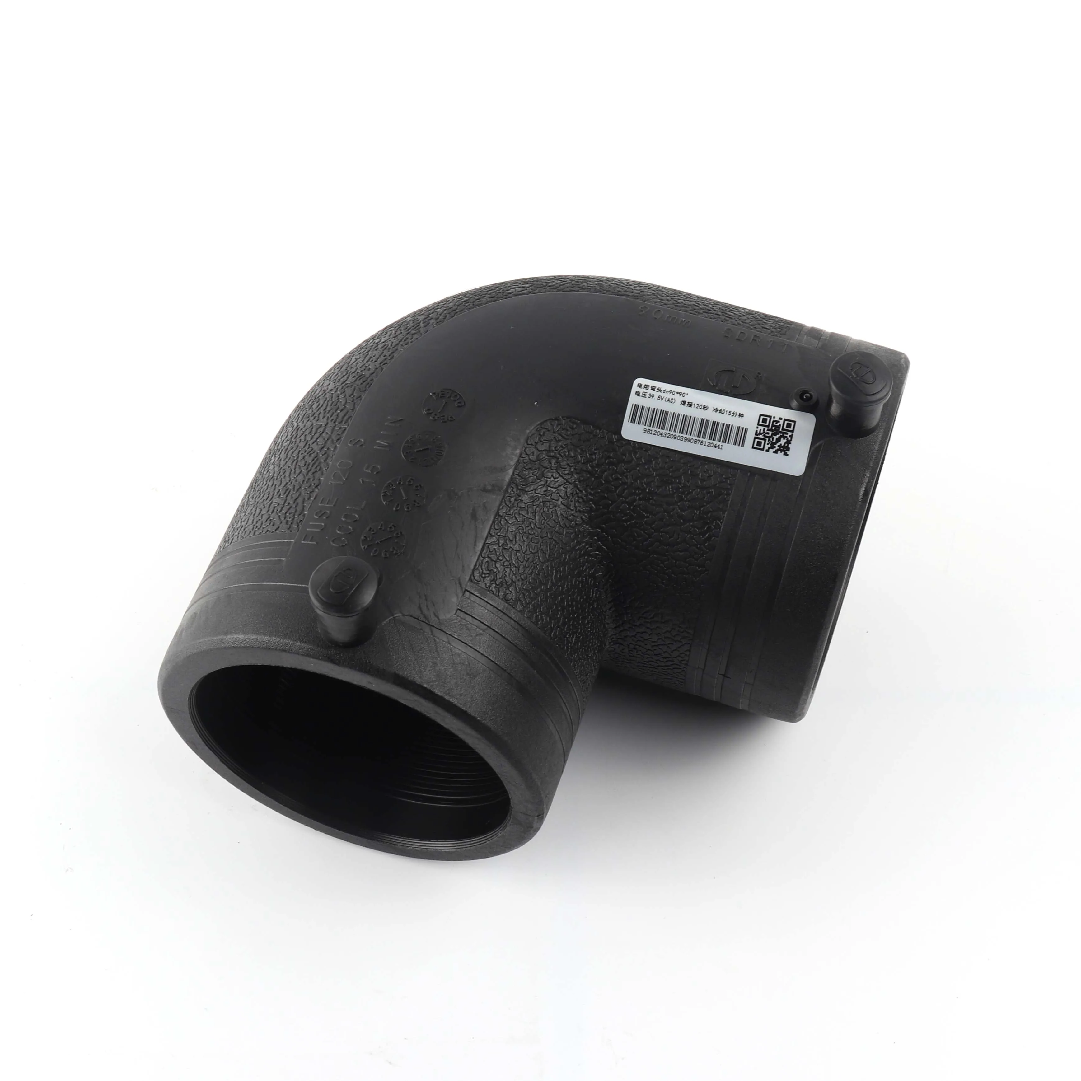 DN110 Factory Wholesale PE Fittings Polyethylene Electrofusion 630 mm hdpe fittings elbow 90 degrees Pipe Fittings
