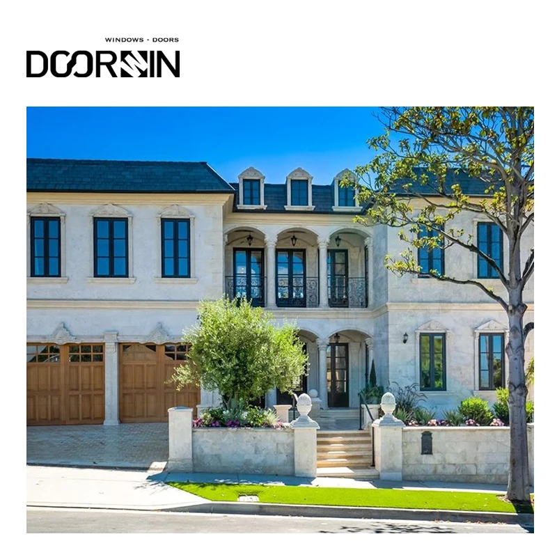 Doorwin NFRC Certified Aluminum Clad Wood Windows Save Energy Heat Insulation Grid Wooden French Window Design