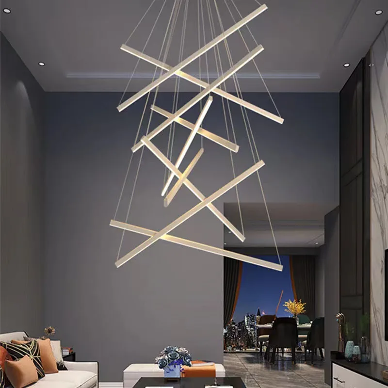 Modern Indoor Decorative Lighting Pendant Lamp Villas Lobby Long Staircase Custom Aluminum Ceiling Chandeliers