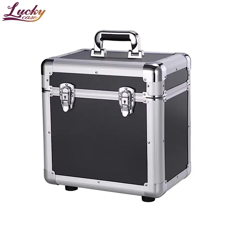 Factory Design Record Case Portable Lockable Hardware Storage Aluminum Case Large Capacity Professional Vinyl Record Case