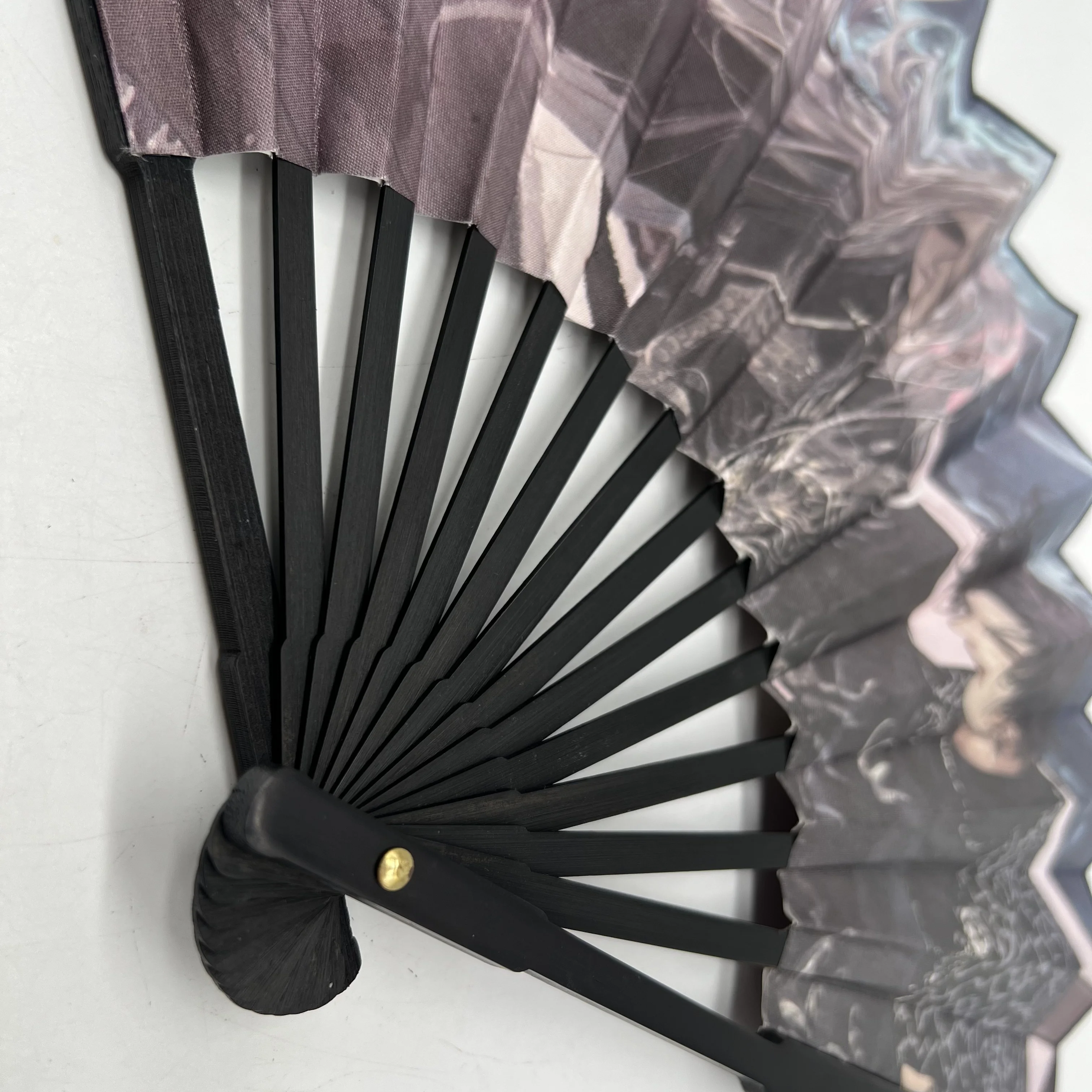 BSBH 26.7cm high quality custom anime flower bamboo hand fan two side printing silk folding hand fan