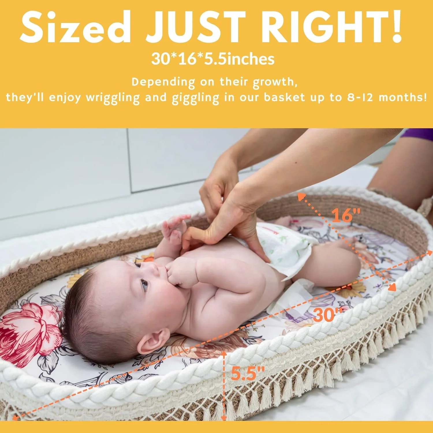 100% Cotton Rope Newborn Moses Basket Changing Basket Rope Woven Portable Baby Cot Moses Basket And Bedding Mattress Set