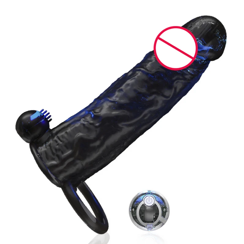 Rechargeable Vibrating  TPE Penis Sleeve Condom For Men  Sleeve penis for Male 10 vibration  modes