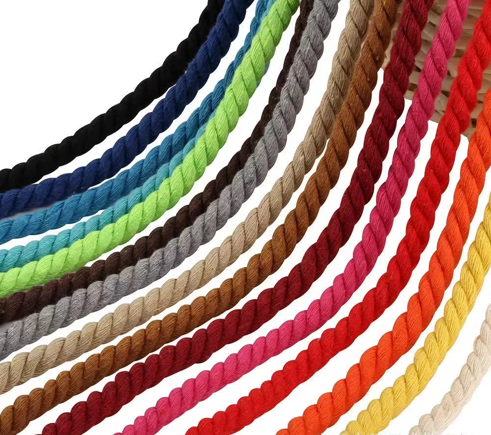 Macrame Cord 3mm 4mm 5mm 6mm 3 Strand Cotton Braid Cord Multi Color Macrame Thread Waist Rope