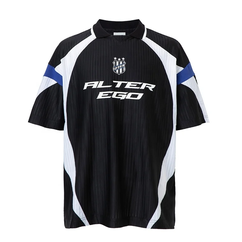 Custom Retro Polo Shirt Quick Dry Breathable Cooling Patchwork Color Contrast Ball American Fashion Short-Sleeved Casual Letter