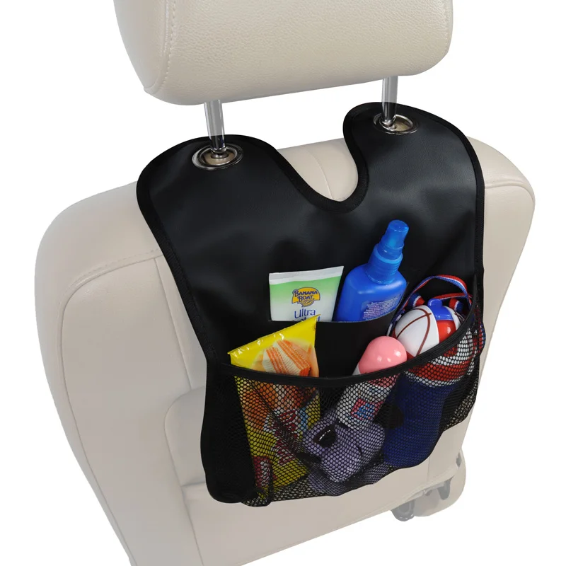 
Multi-Pocket Bag Pu Leather Storage Baby Small Item Bag Universal Car Back Seat Organizer 