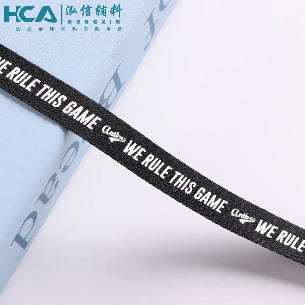 10mm Custom Elasticated Woven Printed Elastic Tape for Sport Wear T shirt Garment Back Hoodie Neck Tape