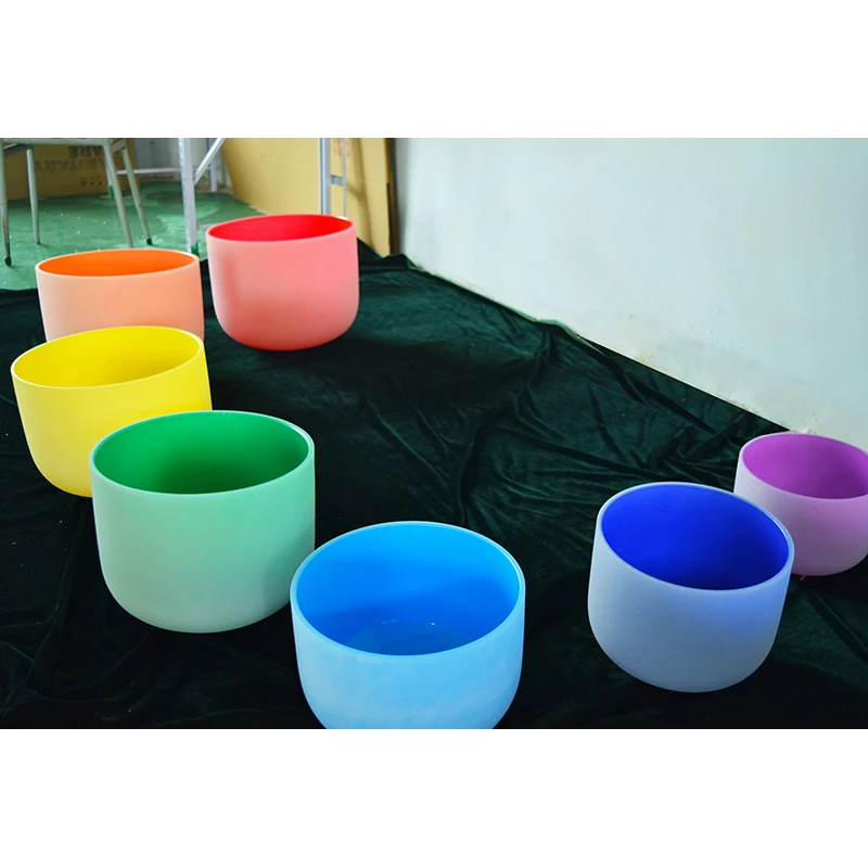 Бесплатная чакра из мальлета Набор цветных Поющая чаши 432 Гц градиентные цвета 7 шт. из 6-12 дюймов хрустальные поющие чаши f