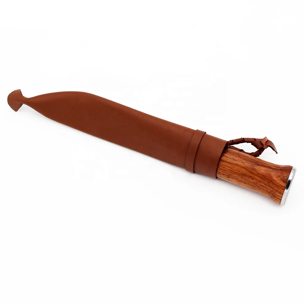 Personalized Rosewood Handle Fixed Blade Hunting Knife With Genuine Leather Sheath