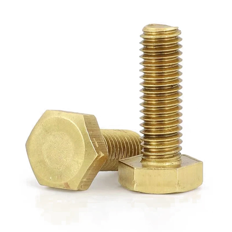 High Quality D933 brass Hex Head Bolts Flat Hex Head Full Thread Copper plated Brass  hex Bolts Hexagon Screws