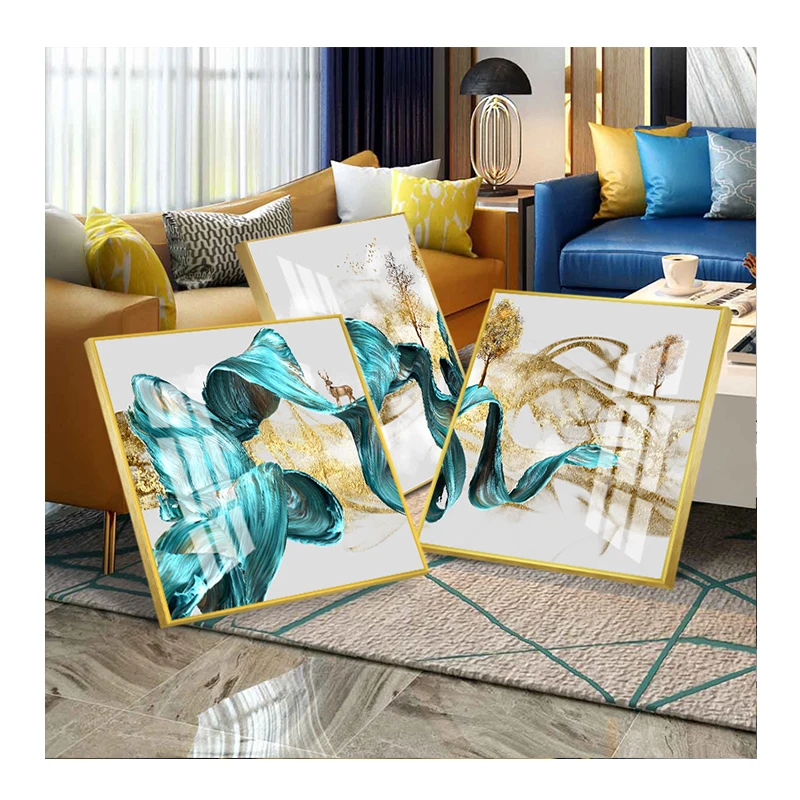Home landscape painting modern style wall glass bedroom bedside decoration crystal porcelain painting art