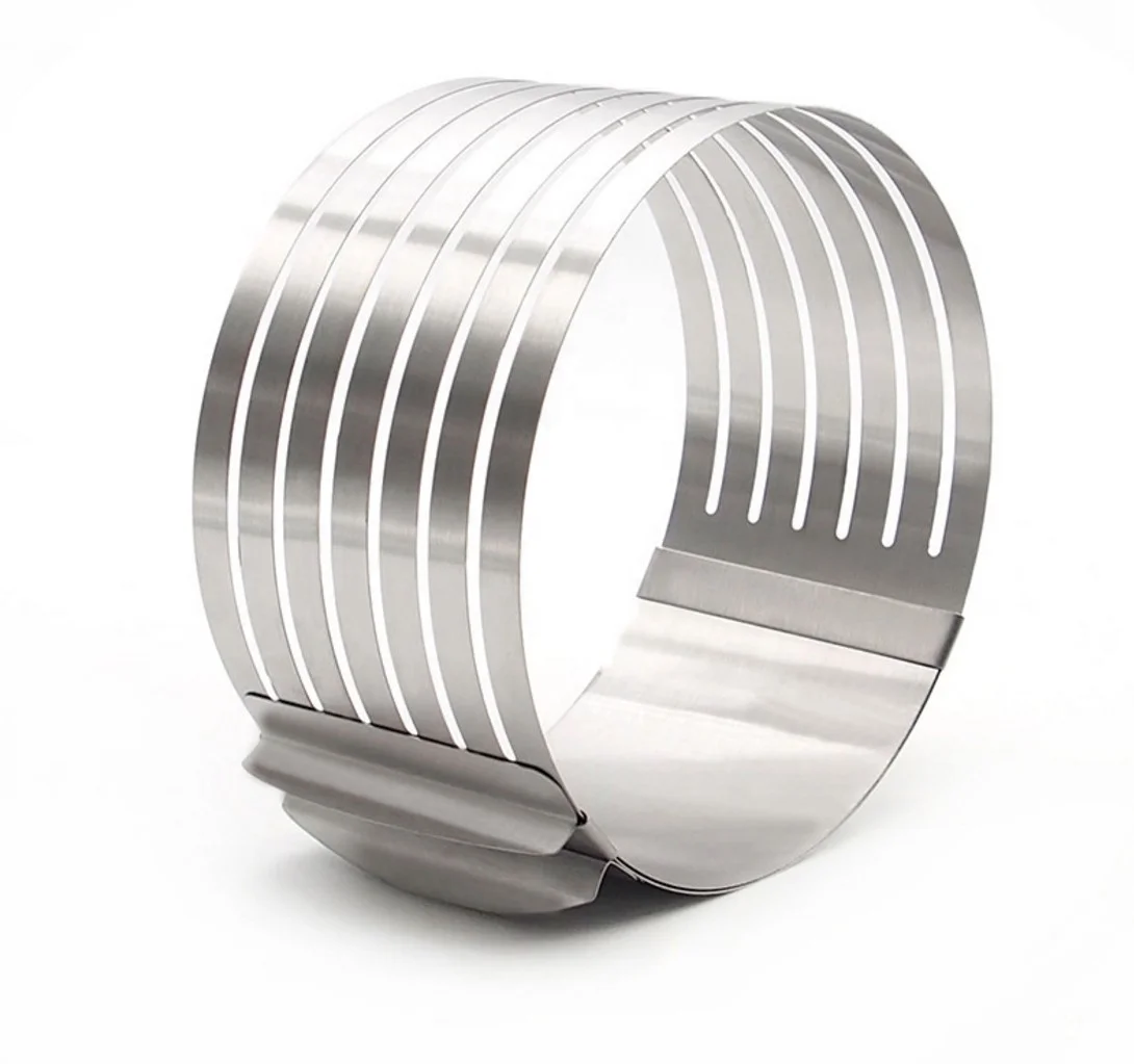 12In Cake Slicer Stainless Steel Adjustable 7 Layered Bread Cutter Ring with Respective Diameter