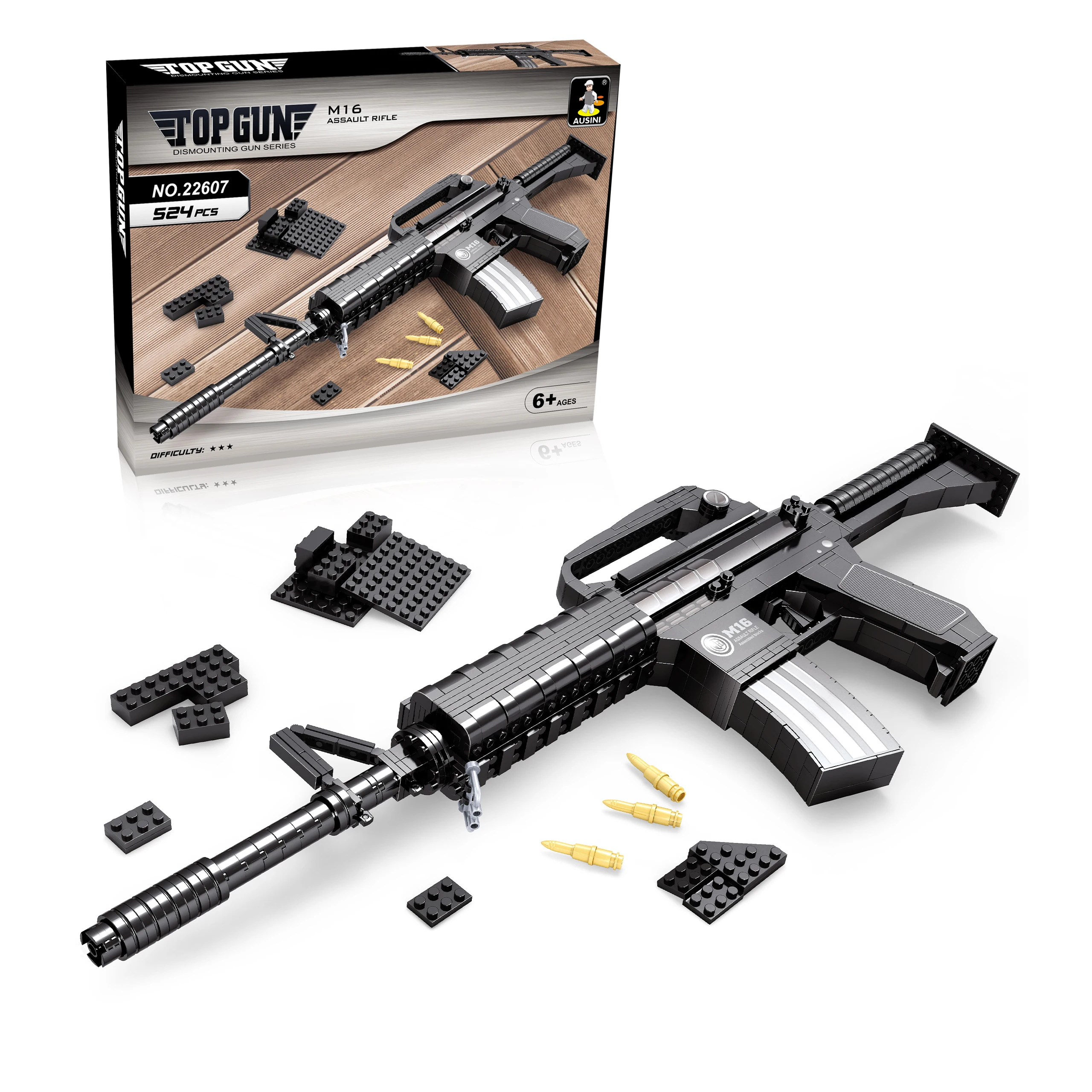 Military Building Block Toy Rifle M16 Assault Gun Assembled Toy Rifle Gun Building Block Set Gun Brick Toy