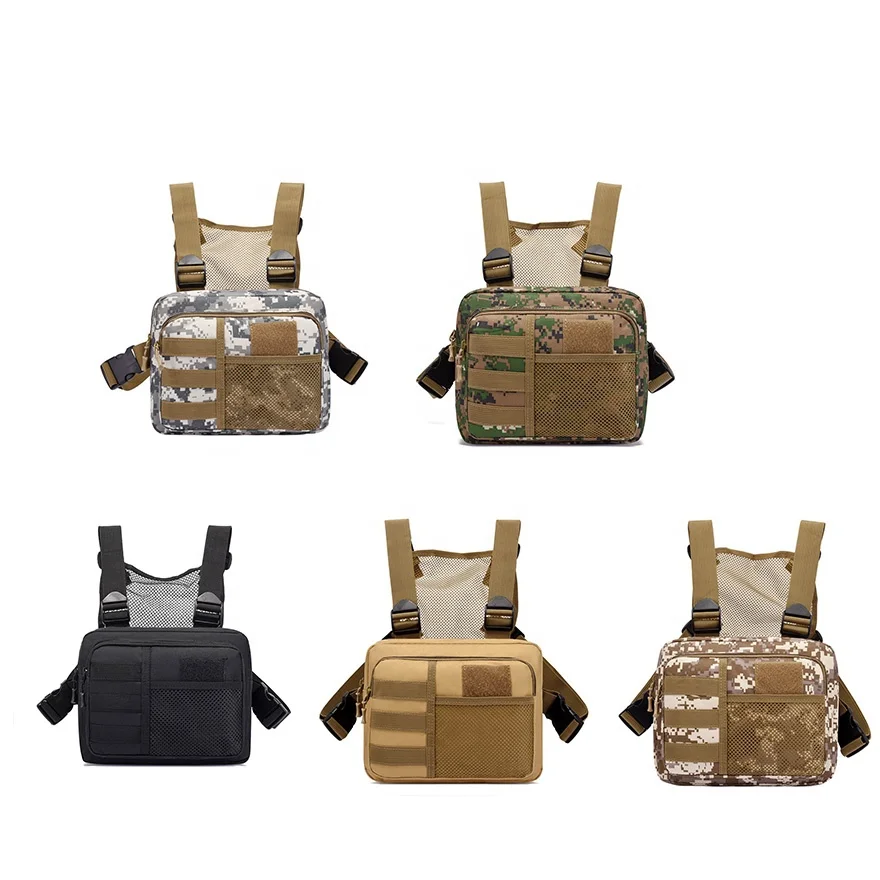 Custom Logo Camouflage Rip-Away Climbing Nylon Oxford Chest Crossbody Messenger Vest Tactical Sling Bag Waterproof