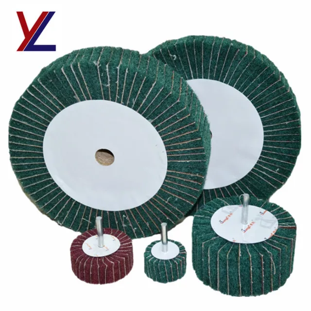 8 inch interleaf surface deburring/cleaning flap wheel with sand paper.