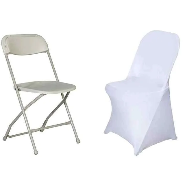 Factory Wholesale Banquet Event Decorative White Stretch Spandex Folding Chair Covers