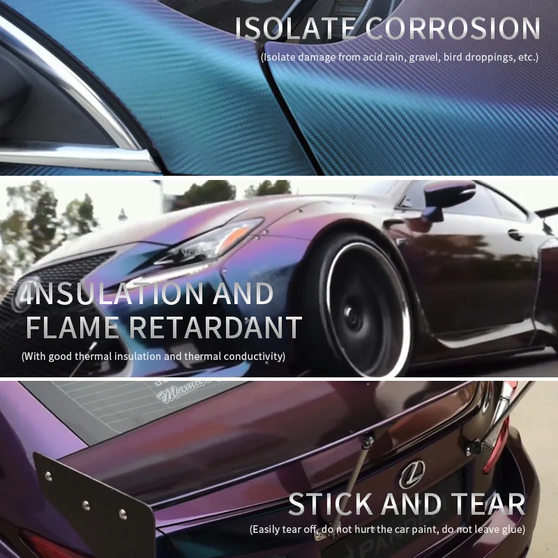 SCHANLEY Self Adhesive PVC Material Vehicle Vinyl Roll  Car Wrapping Foil Carbon Fiber Chameleon Sticker For